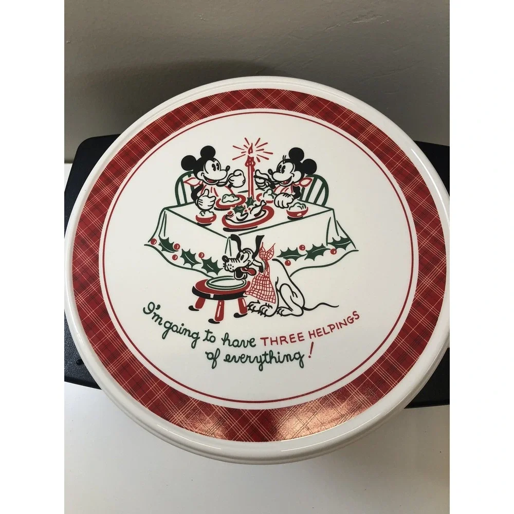 Disney Mickey Mouse Holiday Rotating Cake Stand Baker's Turntable Festive‎ Plaid
